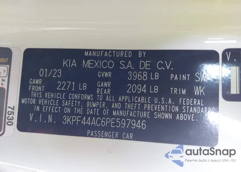 2023 Kia Forte Gt z USA, uszkodzony, nr VIN 3KPF44AC6PE597946